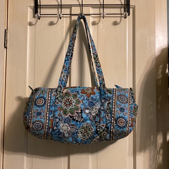 Vera Bradley light blue floral small duffel - Picture 2 of 5